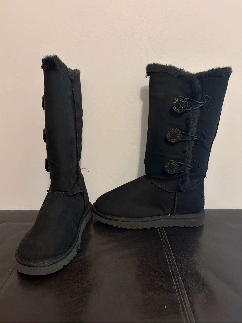 UGG Black Tall Button-Trim Boots